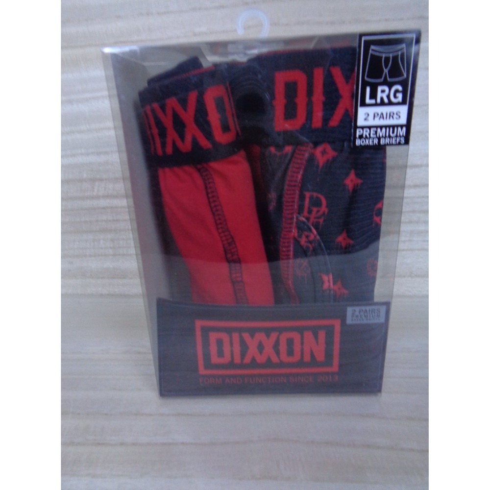 Dixxon Boxer Briefs Premium 2 Pack Mens Size Large Red‎ Solid/Black Pattern
